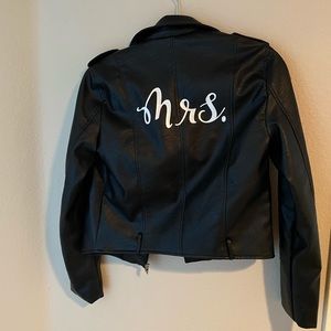 Mrs. Faux Leather Jacket for wedding or engagement